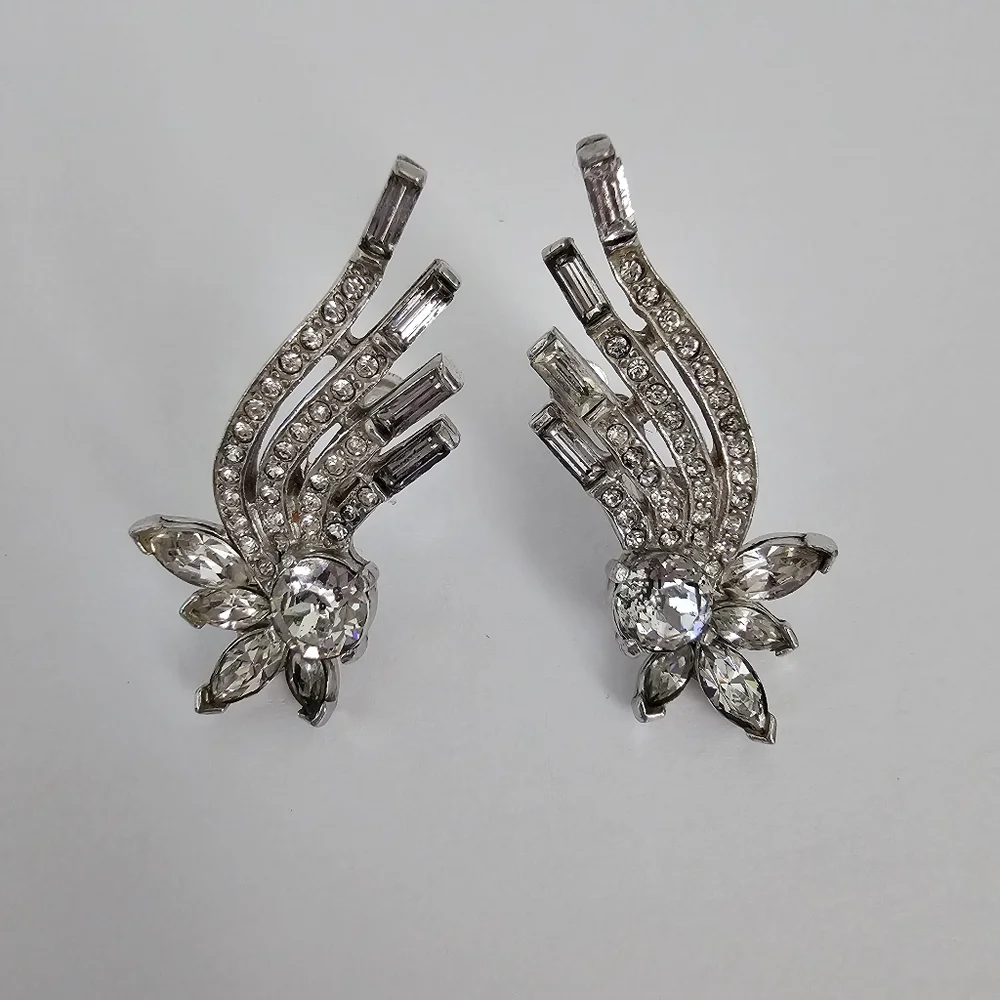 Vintage 1950s Rhodium Plated Rhinestone 
